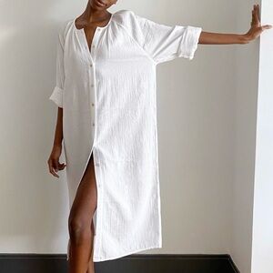 NWT Aritzia WILFRED Sail Organic Cotton Dress in White